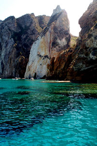 Scenic view of sea against mountains