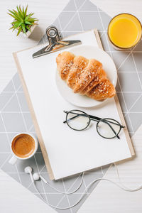 High angle view of food on table