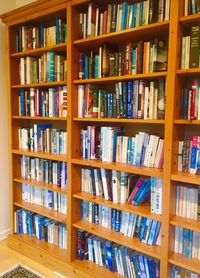 Full frame shot of books in shelf