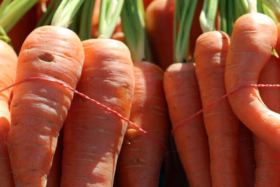 Close-up of carrots for sale at market