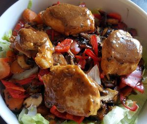 Close-up of food served in plate