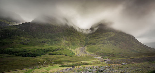 Scenic view of mountains against sky