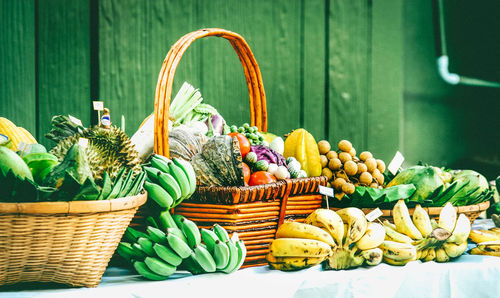 Various fruits in basket
