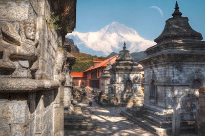 Low angle view of temple against sky