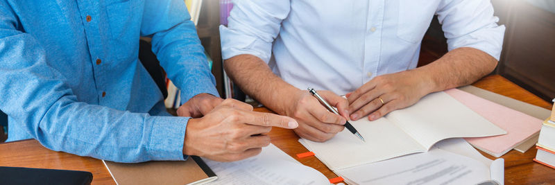 High angle view of business people working in office