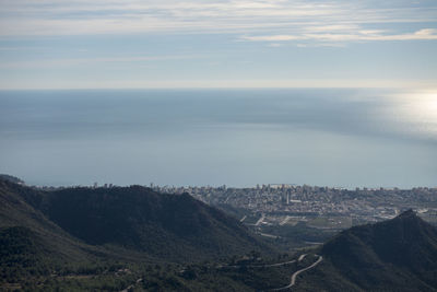 High angle view of sea against sky