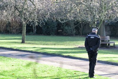 Full length rear view of man in park