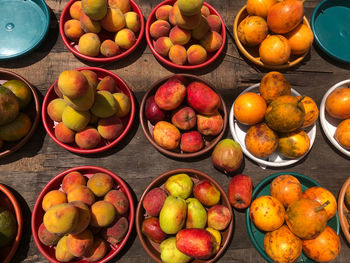 High angle view of fruits for sale in market