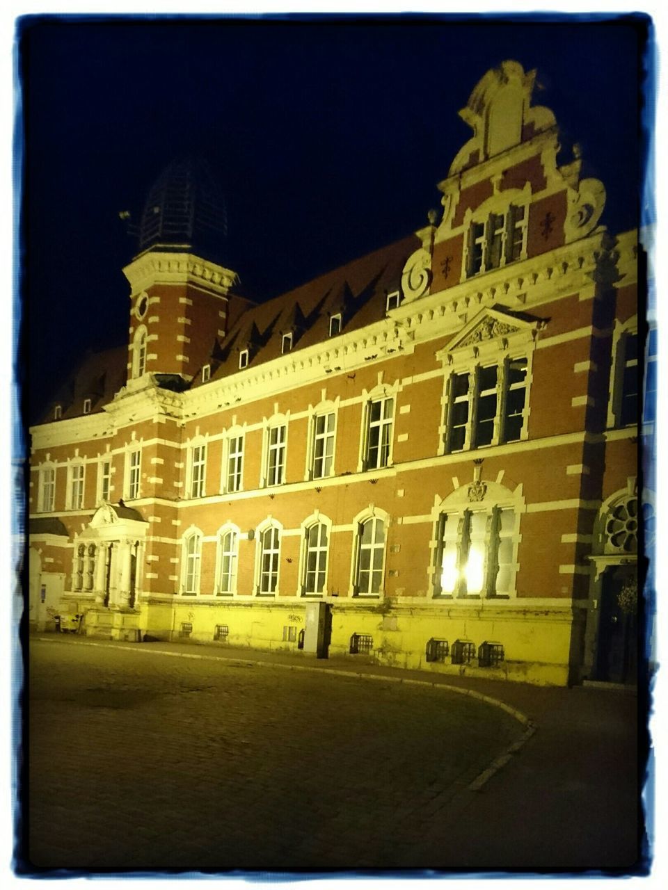 architecture, building exterior, built structure, transfer print, auto post production filter, facade, city, night, travel destinations, history, building, clear sky, famous place, window, illuminated, sky, outdoors, arch, capital cities, no people