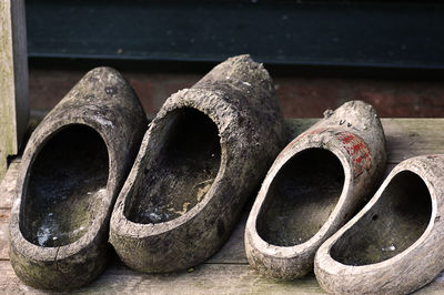 Close-up of wooden shoe