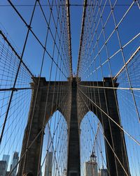 Low angle view of suspension bridge