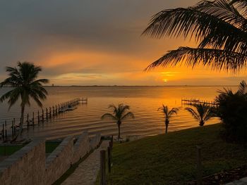 Scenic view of sea against sky during sunset