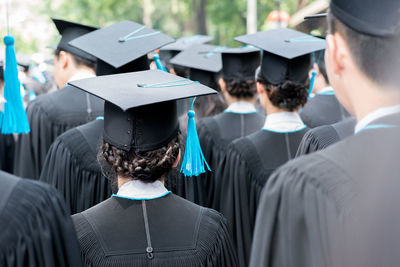 Rear view of university student