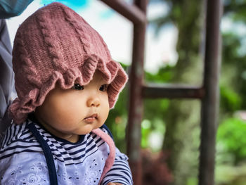 Close-up portrait of cute baby girl