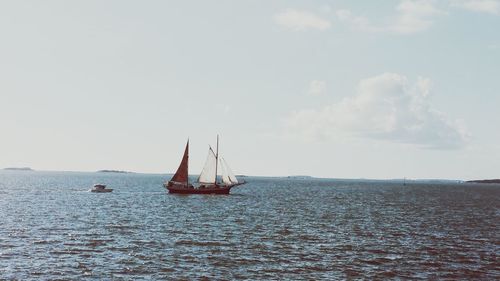 Boat sailing in sea