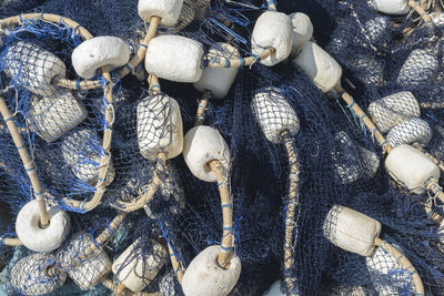 High angle view of fishing net