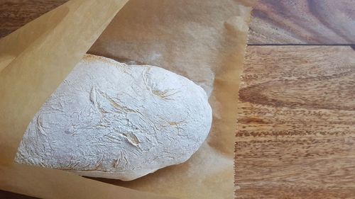 High angle view of bread on table