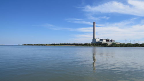 Scenic view of factory against sky