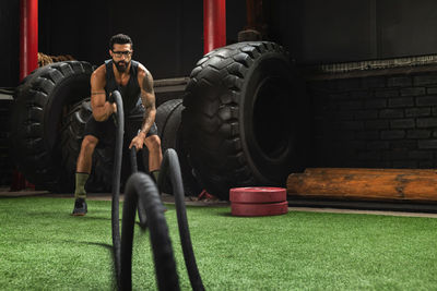 Man exercising in gym