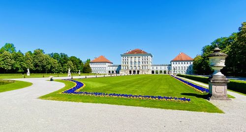 View of garden with buildings in background