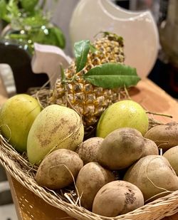 Mango, pineapple and sapodilla - tropical fruit delight