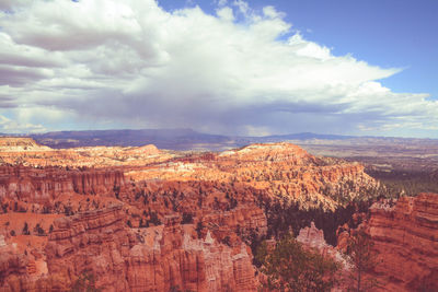 Aerial view of landscape against cloudy sky