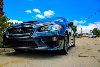 Cars against blue sky