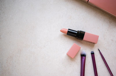 High angle view of medicines on table