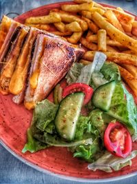 High angle view of meal served in plate