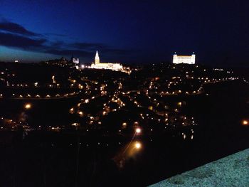 View of illuminated cityscape at night