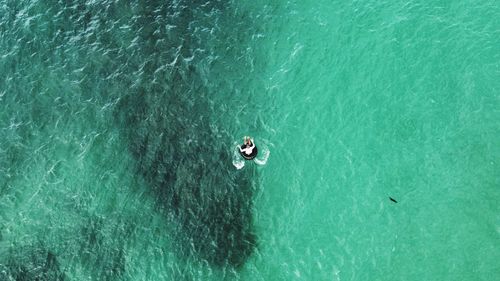 High angle view of ship in sea