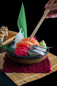 Close-up of sushi on table