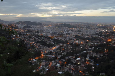 Aerial view of illuminated city