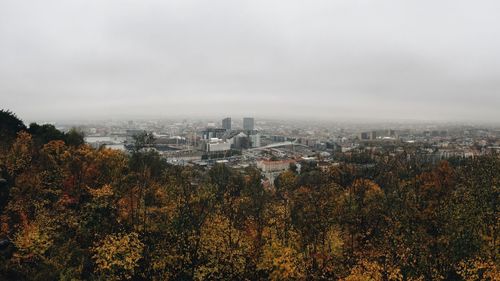 High angle view of buildings in city