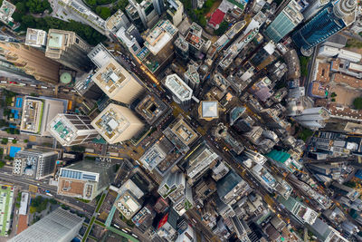 High angle view of buildings in city