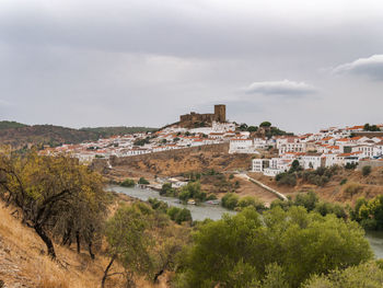 High angle view of townscape against sky