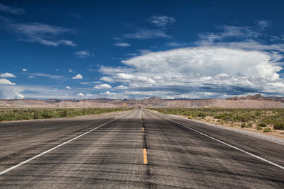 Surface level of road against sky