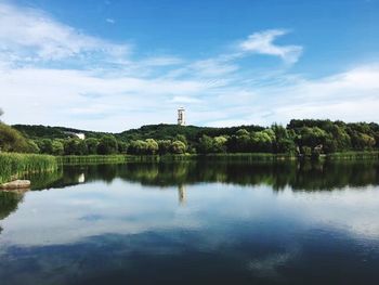 Scenic view of lake against sky