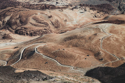 High angle view of desert road