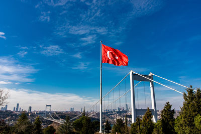 Turkish flag and fatih sultan mehmet bridge