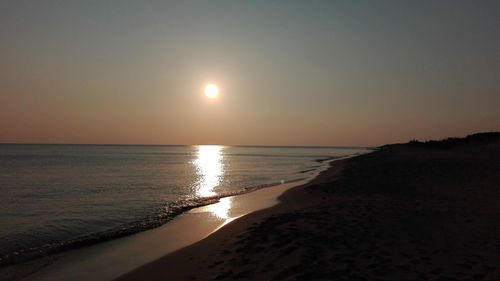 Scenic view of sea against sky at sunset