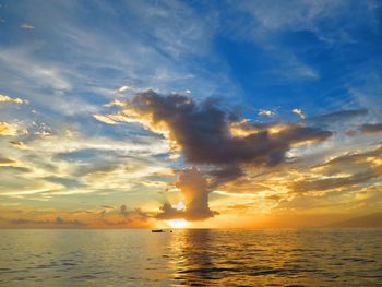 Scenic view of sea against dramatic sky