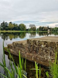 Scenic view of lake against sky