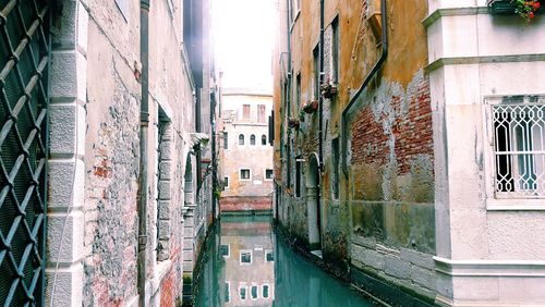 Channel amidst buildings in city