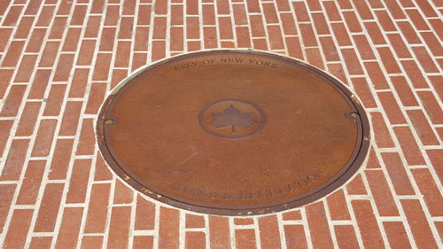 High angle view of manhole