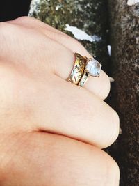 Cropped hand of woman with ring