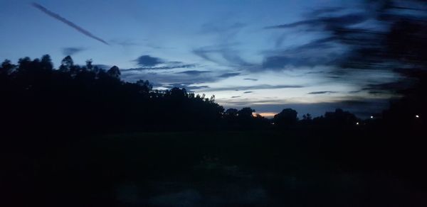 Silhouette trees against sky at sunset