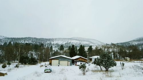 Scenic view of snow covered mountains