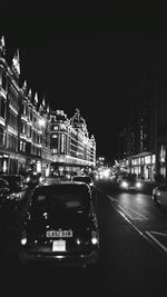 Traffic on road at night