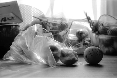 Close-up of fruits on table at home